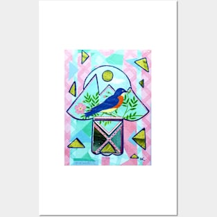 BLUEBIRD OF HAPPINESS HAMSA by Harriette Knight Posters and Art